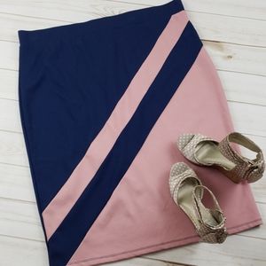 🆕️3x Midi/Pencil Elastic Skirt. Blue and Pink. Nw